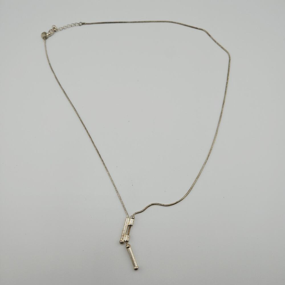 Express Silver Tone Necklace Minimalist Drop Pendant Simple Everyday Stackable